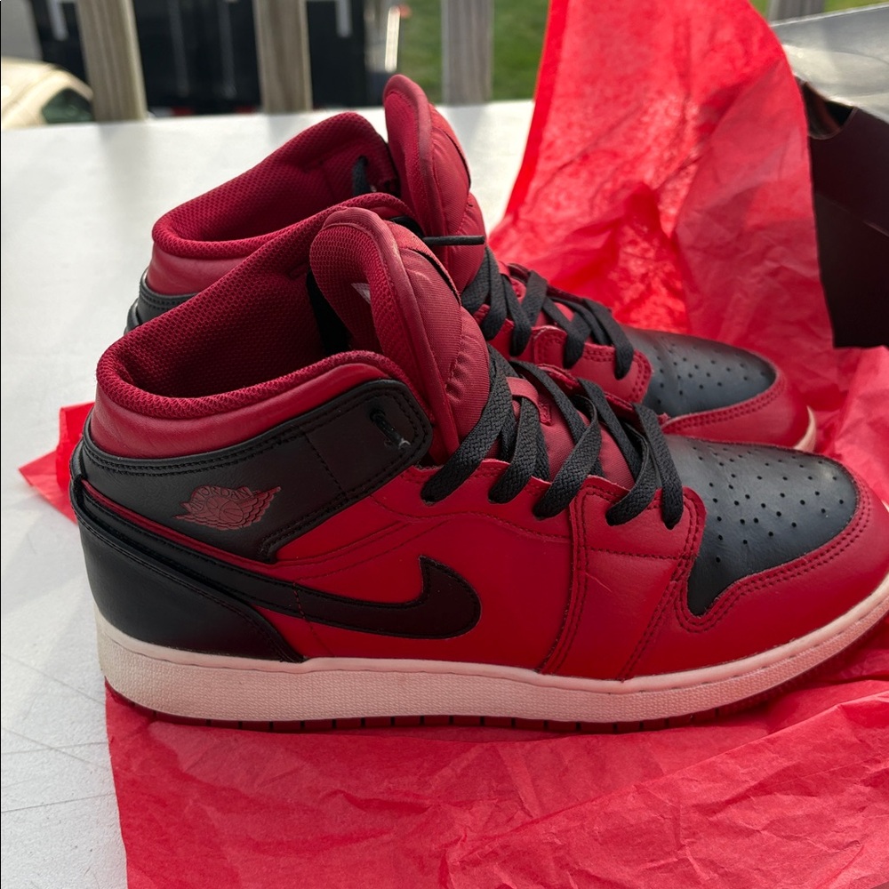Jordan Men’s Sneakers - Red and Black Mid-Top - Picture 2 of 4